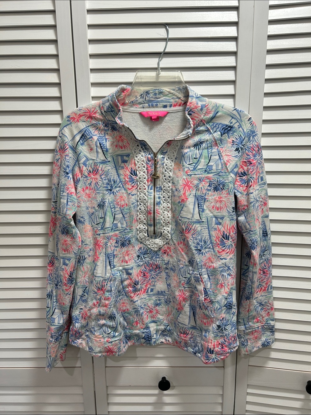 Lilly Pulitzer Half-Zip Pullover Jacket in Pink & Blue